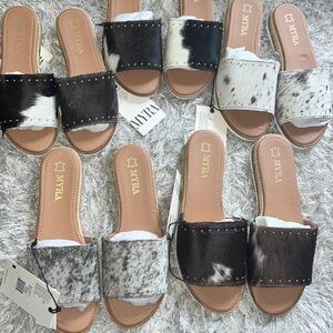 Myra hairon leather flats, each unique